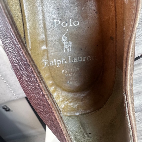 Polo Ralph Lauren Derby Dress Shoes Mens 11.5 D Leather Split Toe Lug Sole Italy main image 9